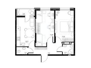 2-к квартира, вторичка, 54м2, 9/25 этаж