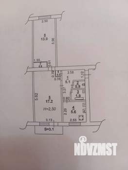 2-к квартира, вторичка, 46м2, 1/5 этаж