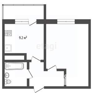 1-к квартира, вторичка, 38м2, 2/20 этаж