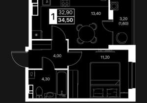 1-к квартира, вторичка, 35м2, 12/12 этаж