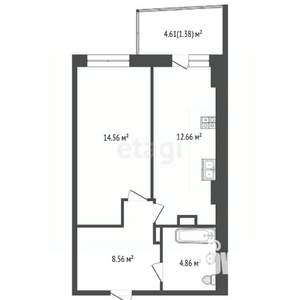 1-к квартира, вторичка, 39м2, 3/26 этаж