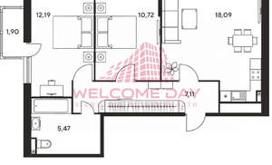 3-к квартира, вторичка, 57м2, 7/25 этаж