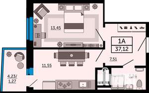 1-к квартира, вторичка, 37м2, 28/31 этаж