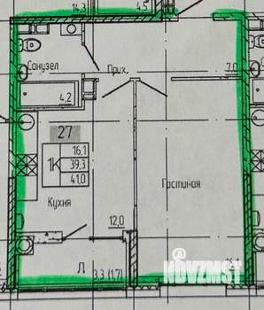 1-к квартира, вторичка, 39м2, 6/6 этаж