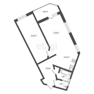 2-к квартира, вторичка, 60м2, 2/25 этаж