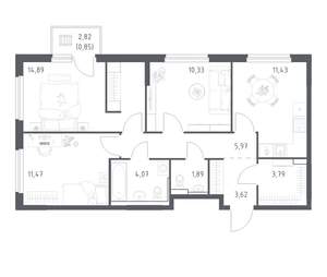 3-к квартира, вторичка, 68м2, 8/17 этаж