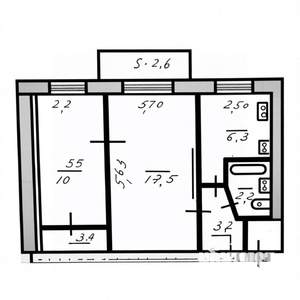 2-к квартира, вторичка, 45м2, 5/5 этаж