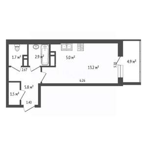 Студия квартира, сданный дом, 30м2, 4/18 этаж