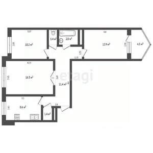 3-к квартира, вторичка, 67м2, 8/10 этаж