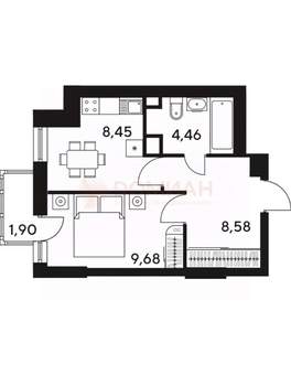 1-к квартира, вторичка, 32м2, 21/25 этаж