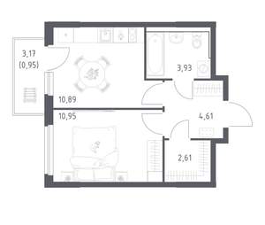 1-к квартира, вторичка, 34м2, 6/17 этаж