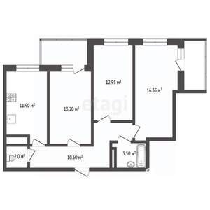 3-к квартира, вторичка, 72м2, 15/25 этаж