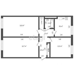 3-к квартира, вторичка, 62м2, 1/5 этаж