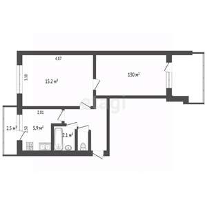 2-к квартира, вторичка, 42м2, 3/5 этаж