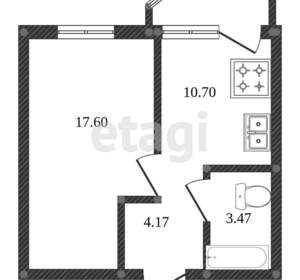 1-к квартира, вторичка, 38м2, 1/17 этаж