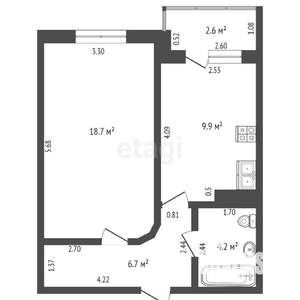 1-к квартира, вторичка, 41м2, 2/4 этаж