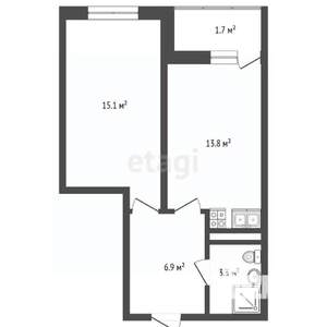 1-к квартира, вторичка, 41м2, 21/25 этаж