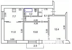 3-к квартира, вторичка, 55м2, 8/9 этаж