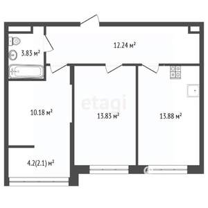 2-к квартира, вторичка, 56м2, 4/23 этаж
