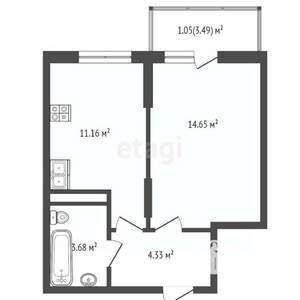 1-к квартира, вторичка, 38м2, 8/10 этаж