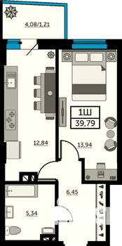 1-к квартира, вторичка, 39м2, 24/24 этаж