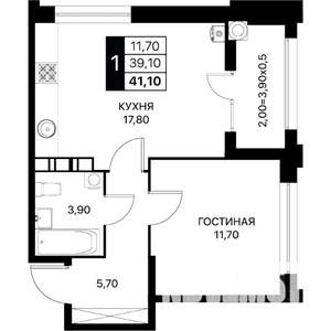 1-к квартира, вторичка, 41м2, 19/20 этаж