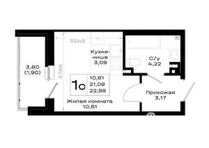 Студия квартира, вторичка, 23м2, 2/20 этаж