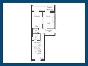 2-к квартира, вторичка, 68м2, 4/8 этаж