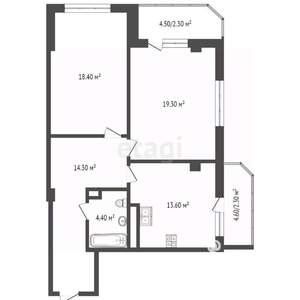 2-к квартира, вторичка, 50м2, 4/17 этаж