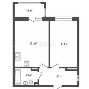 1-к квартира, вторичка, 45м2, 3/21 этаж