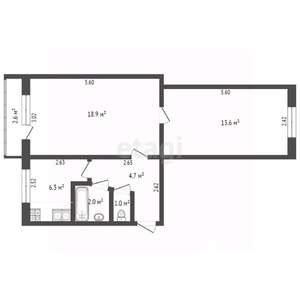 2-к квартира, вторичка, 45м2, 2/5 этаж