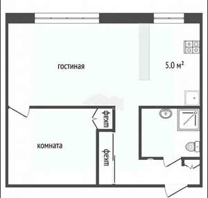 1-к квартира, вторичка, 34м2, 5/5 этаж