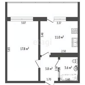 1-к квартира, вторичка, 36м2, 6/16 этаж