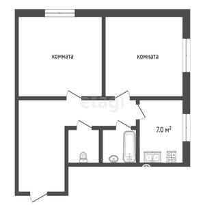 2-к квартира, вторичка, 43м2, 2/5 этаж