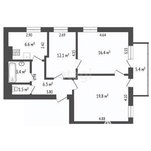 3-к квартира, вторичка, 71м2, 3/5 этаж
