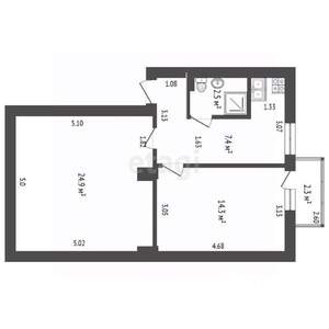 2-к квартира, вторичка, 53м2, 2/3 этаж