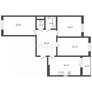 3-к квартира, вторичка, 80м2, 21/23 этаж