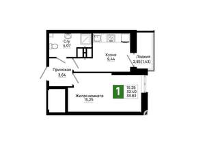 1-к квартира, вторичка, 34м2, 4/25 этаж
