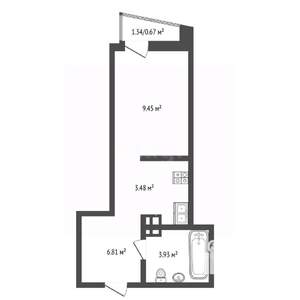 Студия квартира, вторичка, 25м2, 3/25 этаж