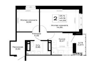 2-к квартира, вторичка, 45м2, 12/20 этаж