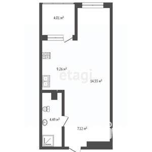 1-к квартира, сданный дом, 34м2, 22/26 этаж