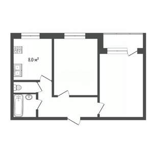 2-к квартира, вторичка, 53м2, 9/10 этаж