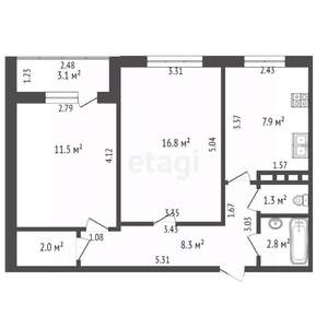 2-к квартира, вторичка, 51м2, 4/9 этаж