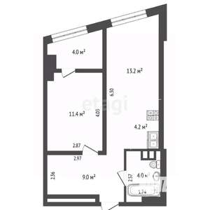 1-к квартира, вторичка, 46м2, 13/26 этаж
