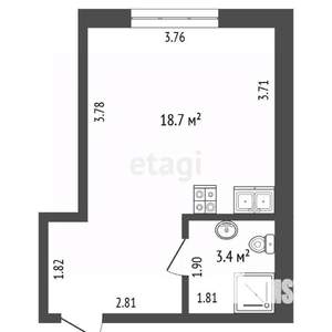 Студия квартира, вторичка, 22м2, 4/8 этаж