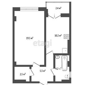 1-к квартира, вторичка, 43м2, 5/11 этаж