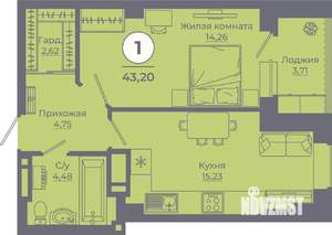 1-к квартира, вторичка, 43м2, 2/24 этаж