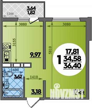 1-к квартира, вторичка, 36м2, 14/17 этаж