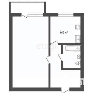 1-к квартира, вторичка, 24м2, 4/9 этаж