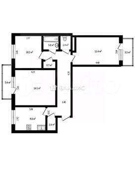 3-к квартира, вторичка, 64м2, 8/9 этаж
